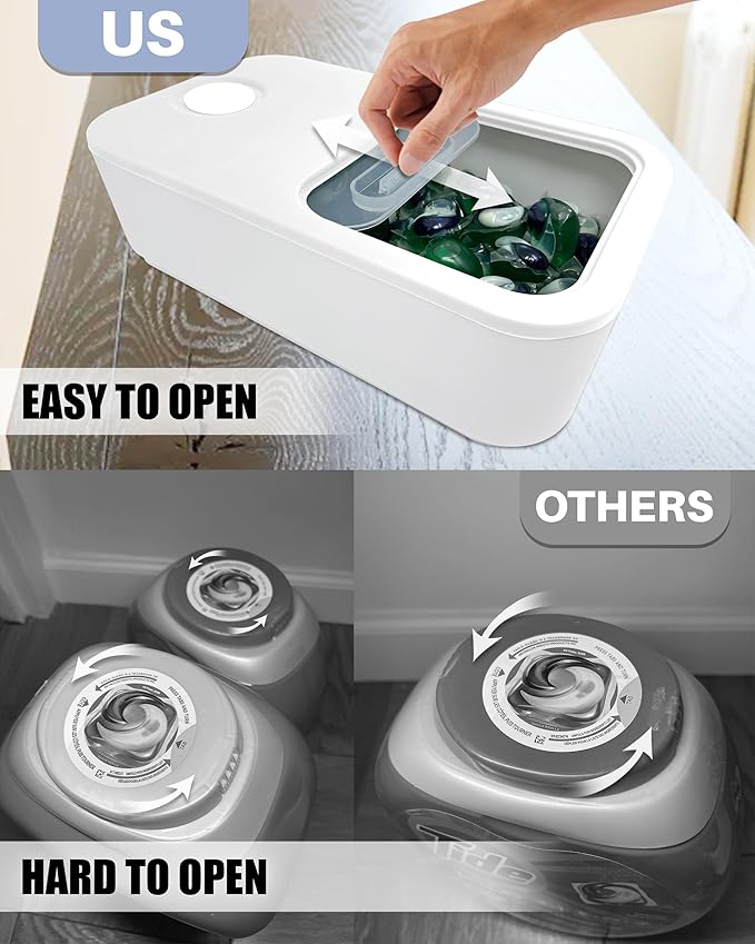 Skywin Large Laundry Pods Container with Slide Lid, 2 Pack Laundry Pod Holder 15 x 8.7 x 4.5 In, Holds 11 lbs OR 120-150 Pods (White)