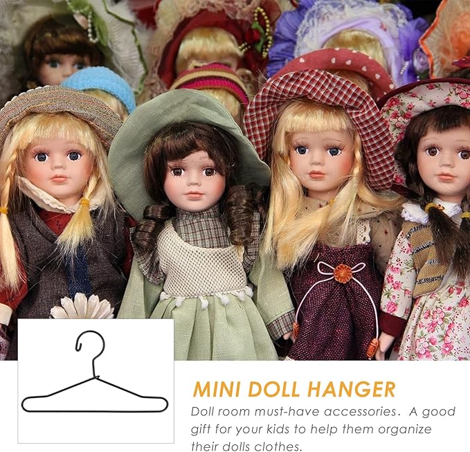 Wire Hangers Wire Hangers Mini Doll Dress Miniature Black Metal Doll Clothes for Shirts Gown Coat Dress Outfit 20pcs Coat Black