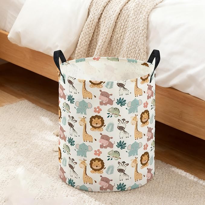 ESSME Kids Laundry Basket,Animal Hamper Collapsible Canvas Waterproof Storage Bin for Girls, Cute Hamper,Gift Baskets.(Animal)