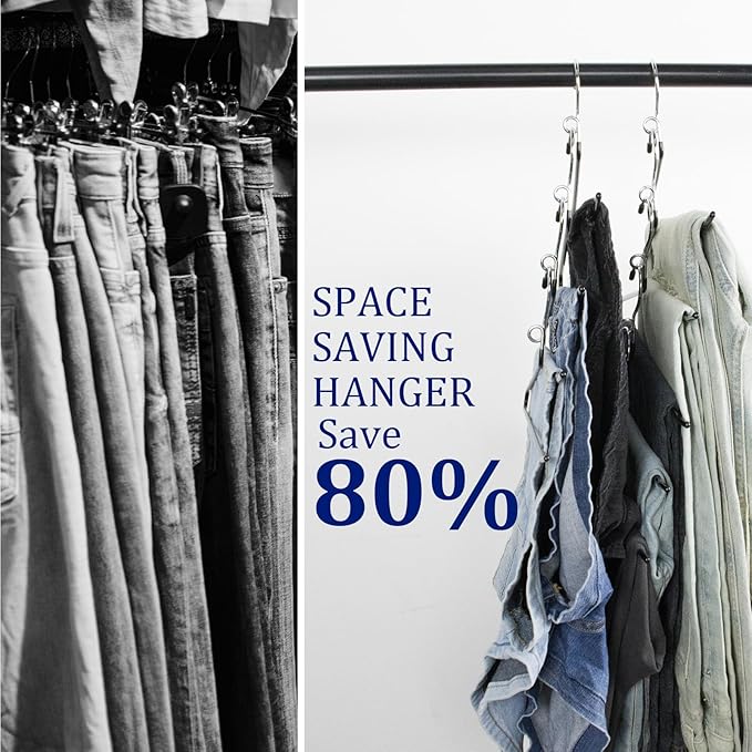 Pants Hangers Space Saving - 20 Pack Non Slip Metal Hangers for Closet Multiple Layers,Open Ended Pants Hangers for Jeans Trouser Slacks