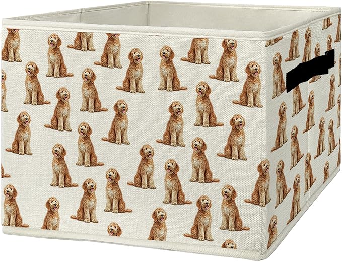 Goldendoodle Gifts Storage Bins & Boxes with Handles, Golden Doodle Gifts for Women Foldable Basket for Organizing, Dog Collapsible Storage Basket for Bedroom Bathroom Clothes Toys Books