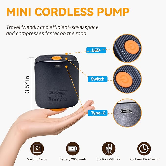 Rechargeable Wireless Pump Travel Storage Bags Set - 15 Pack Portable Space Saver Bags for Travel & Home - Vacuum Compression Packing Seal for Clothes, Blankets, Seasonal Storage