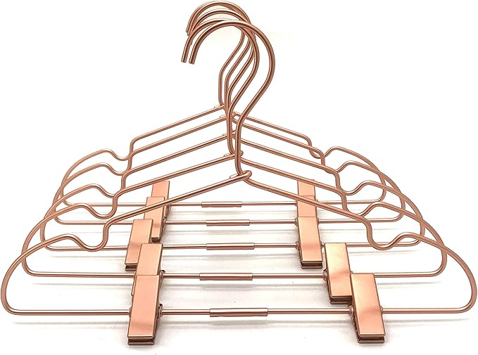 Metal Hangers Baby Clothes 12.5" Rose Gold Clips Hanger Children Kids Pants Hanger Display and Storage (30)