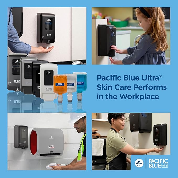 Georgia-Pacific (53057) Pacific Blue Ultra Manual Push Soap Dispenser, Wall Mounted, Easy to Install & Maintain