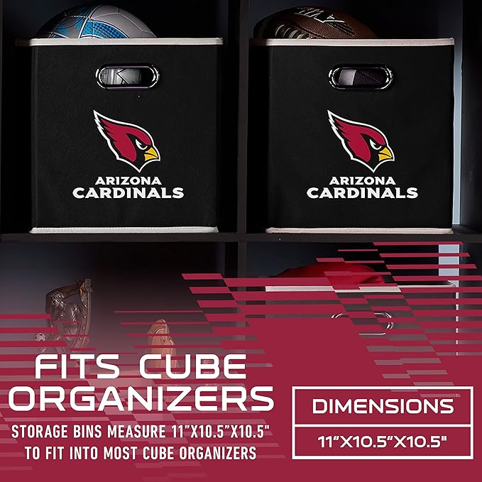 Franklin Sports NFL Storage Bins - Collapsible Cube Container + Basket - NFL Office, Bedroom + Living Room - 11"x11"