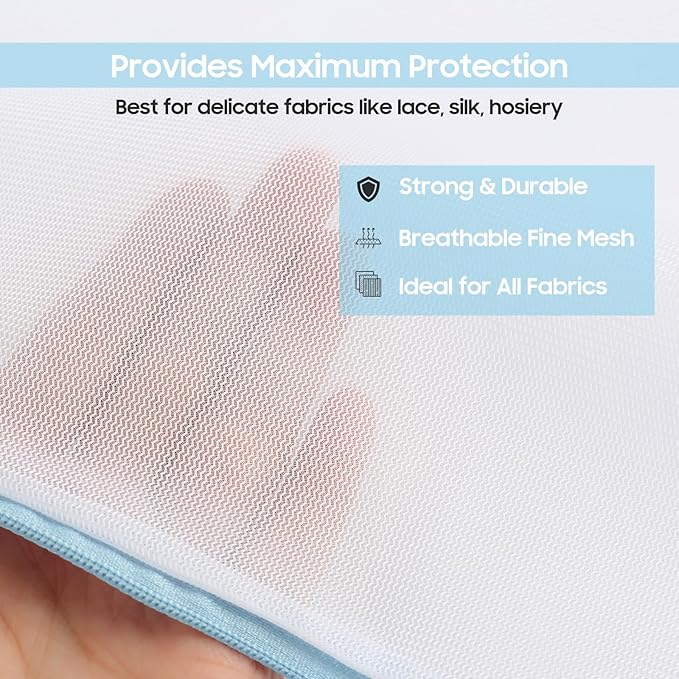 4 Pcs Large Mesh Laundry Bags for Delicates Intimates Lingerie with Zipper 2 Pcs 24” x 24”, 2 Pcs 20” x 24”