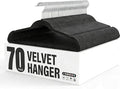 Simple Deluxe 70 Pack Heavy Duty Velvet Clothes Hangers, Non-Slip Closet Hangers with Shoulder Notches & 360° Swivel Hooks, Space-Saving Hangers for Coats & Suits, Black