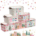 Vesici 6 Pack Pink Nutcracker Christmas Basket for Gifts Empty Christmas Tree Storage Bins Foldable Xmas Gift Basket Rectangle Soldier Ballet Girl Clothes Storage Boxes Organizer with Handle for Home