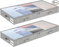 4 Inch Low Profile Under Bed Storage Drawer 2 Pack, Lightweight Underbed Clothes Storage Container Bins with NO STURCTURE, Shallow Storage Bag for Dorm & Home, With Clear Lids & Water-Resistant Fabric