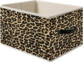 Brown Leopard Print Storage Bin Box with Handles, Cheetah Room Decor, Girly Y2k Wild Western Cheetah Foldable Organizer Basket Toybox for Girls Dorm Bedroom Bathroom Clothes Toys Books