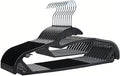 10 Pack Plastic Clothes Hangers Non-Slip Strip | 0.2" Thickened Shirts Hanger Space Saving, Coat Pants Hangers with 360° Swivel Silver Hook for Closet Wardrobe Storage, Black