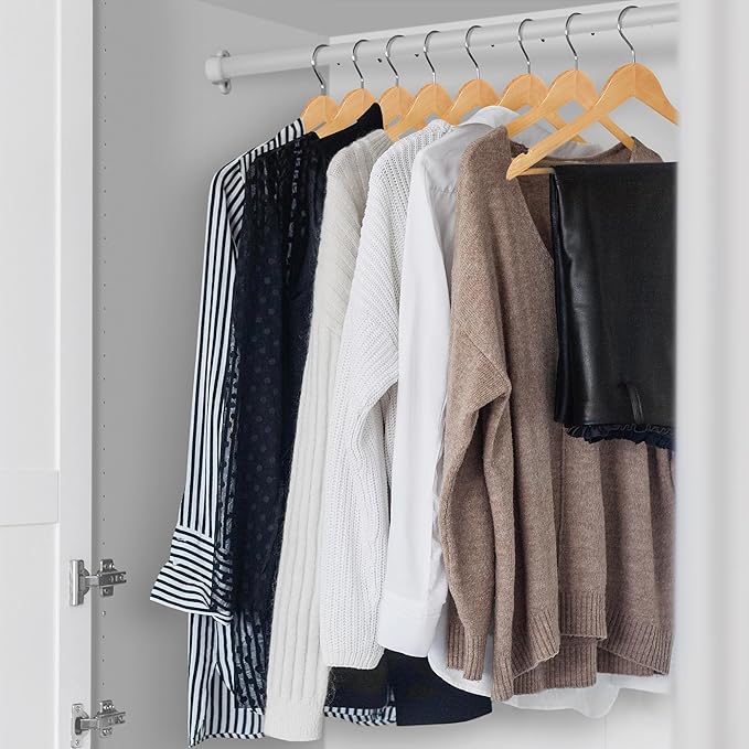 Casafield - 20 Natural Wooden Suit Hangers - Premium Lotus Wood with Notches & Chrome Swivel Hook for Dress Clothes, Coats, Jackets, Pants, Shirts, Skirts