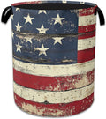 American Flag Laundry Basket Collapsible Laundry Hamper with Handle, Oxford Clothes Toy Storage Bin for Bathroom Bedroom Room Décor 16" X 20.8"