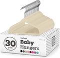 Zober - Baby Velvet Hangers - Premium Quality, Space Saving, Strong and Durable - Perfectly Sized For Babies 0-48 months - 11" wide - Ultra Thin Non-Slip Hangers 360 Chrome Swivel Hook [30 pack] Ivory