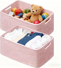 UBBCARE 2 Pack Storage Baskets for Shelves, Large Woven Storage Baskets, Dog Toy Bins, Baskets for Organizing Clothes, Towels, Books, Blanket, 17"L x 13"W x 7.5"H, Pink