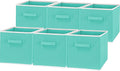 Simple Houseware Foldable Cube Storage Bins, 11-Inch Turquoise, 6-Pack Fabric Cubes Organizer for Closet or Shelves