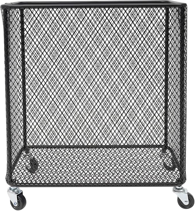 Rolling Laundry Basket Cart, Metal Laundry Hamper with Wheels, Laundry Organizer Basket Cart, Clothes Storage Organizer Hamper for Living Room,Bathroom,Closet (Black, Rectangular)