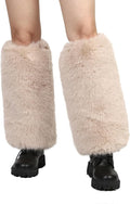 LA CARRIE Women Fuzzy Faux Fur Leg Warmers Fluffy Winter Long Foot Cuffs Furry Boot Socks