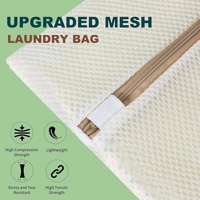 FOYERNUAGE Mesh Laundry Bags for Delicates with Auto Lock Zipper, 3 Dimensional Laundry Bag, 12''x16''Mesh Bag for Bra, Blouse, Hosiery, Underwear, Baby Clothes, Delicates Bag for Washing Machine