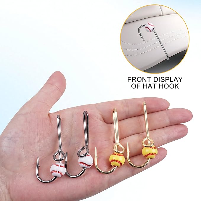 Fishing Hook Hat Pins & Clips - 12PCS Gold/Black Fish Hook Hat Tie Clips for Outdoor