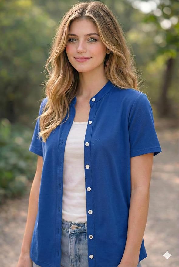 USBD Post Mastectomy Shirt with Drain Pockets Band Collar Post Op Recovery Tops