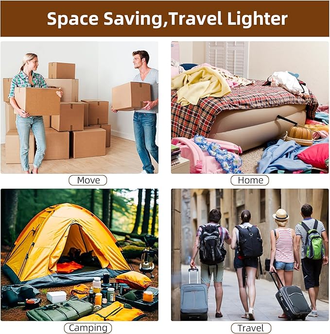 18 Pack Travel Vacuum Bags for Clothing with Electric Pump, Compression Seal Packing Cubes for Luggage Suitcase Backpack, Carry-on Size Space Saver Storage Bags for Vacation Cruise