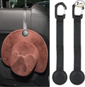 Magnetic Cowboy Hat Holder for Truck & Car – Leather Headrest Hanger Rack, Universal Hat Mount Organizer for SUV, Jeep & Western Vehicle Accessories, Strong Magnet Hat Keeper (Black, 2 Pack)