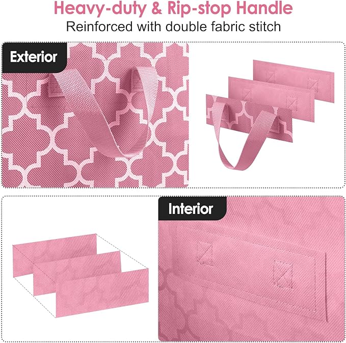 WISELIFE Storage Bags 8 Pack/100L Large Blanket Clothes Organization and Storage Containers for Comforters,Bedding, Foldable Organizer with Reinforced Handle, Clear Window, Sturdy Zippers,Pink