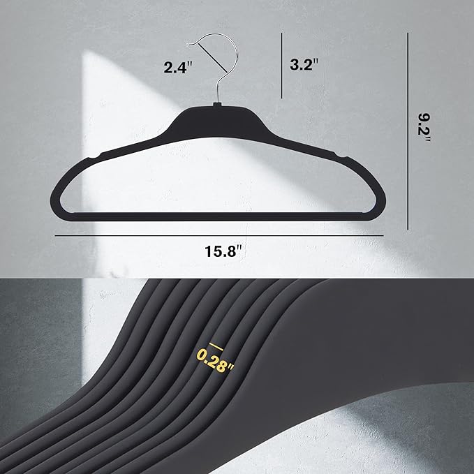 ELONG HOME Rubber Coated Hangers 30 Pack, Non-Slip Clothes Hangers with Rustproof Hooks, Space Saving Thin Design for Closet/Retail/Home