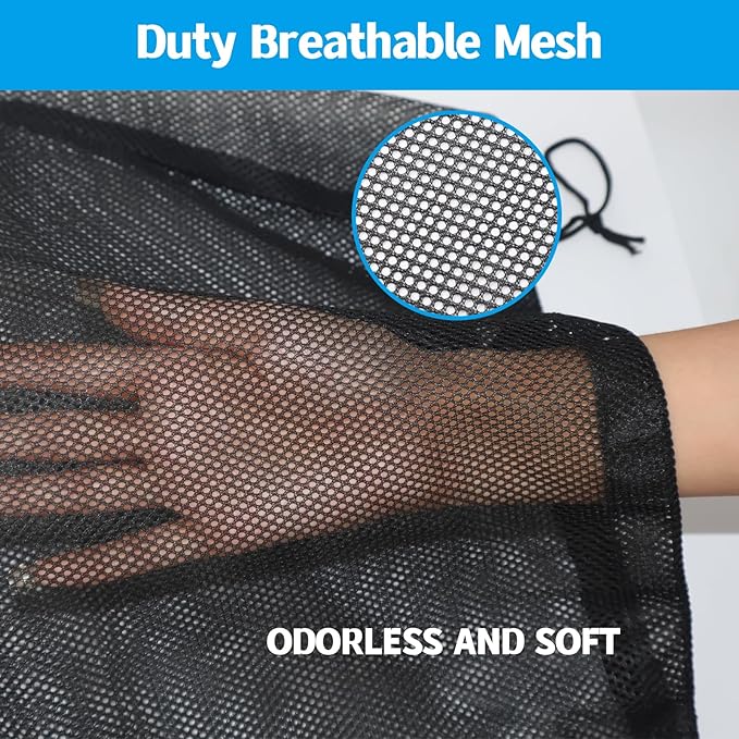 3 Pcs Mesh Laundry Bag with Secure Drawstring Closure 35 x 24 Inches Machine Washable Mesh Laundry Bags for Travel, College Dorm, Apartment (Black)