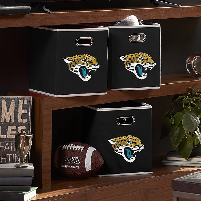 Franklin Sports NFL Storage Bins - Collapsible Cube Container + Basket - NFL Office, Bedroom + Living Room - 11"x11"