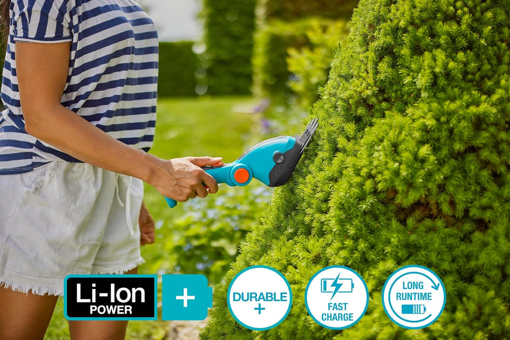 GARDENA 9858-20 Battery Grass Shears with Extension Handle and Wheels Set, Cordless, Handheld Shears, 80 Min Run time, Replaceable Quality Non Stick Blades