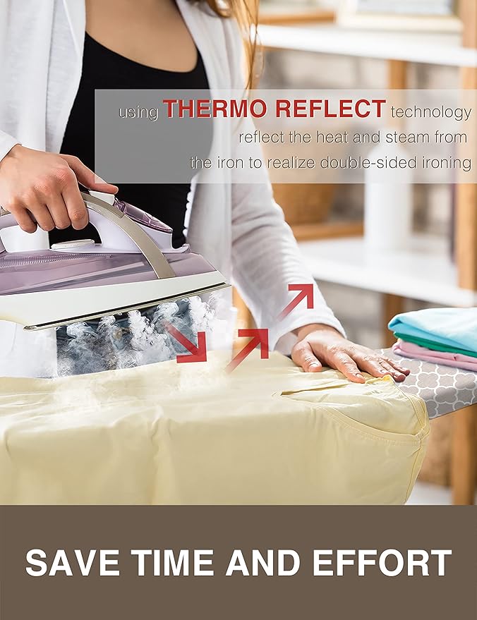 Ironing Board Cover and Pad 15"x54" Extra Thick Natural Cotton, Scorch and Stain Resistant Padding, Standard Size Iron Board Cover with Fasteners Heavy Duty Elastic Edge, Heatproof
