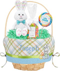 Let's Make Memories Personalized Easter Basket for Kids - For Boys - For Girls - Embroidered Name - Create Your Own - Fillable - Wicker - Easter Basket Stuffers - Medium - Blue Bunny Applique