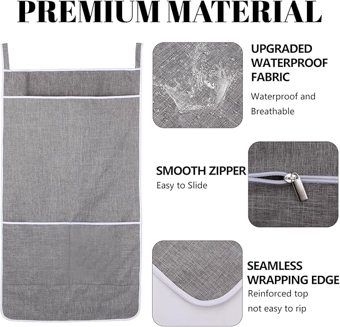 XL Hanging Laundry Hamper Bag, Door Hanging Hamper with Front Pocket Dirty Clothes Hanging Laundry Bag Large Size 36X22 inch, Over Door Hamper