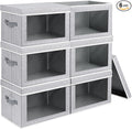 Storage Bins with Lids, 6 Pack Large Storage Cubes with Window, Closet Bins with Lids & Handles, Fabric Box for Organizing Clothes, Towels, Books, Blended