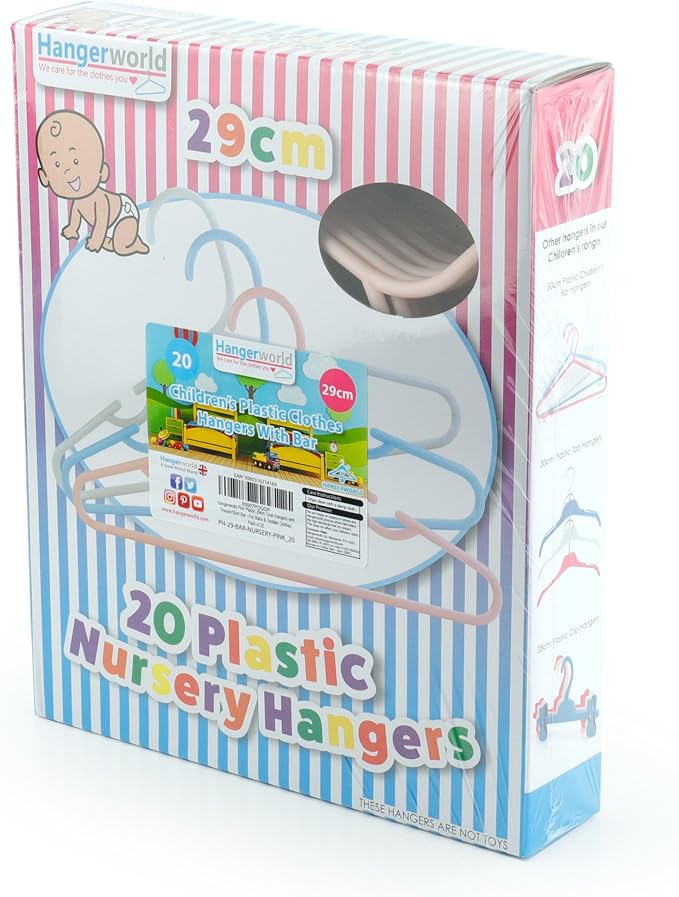 HANGERWORLD Kid's Hangers for Baby Nursery and Children's Closet Clothes Storage (20 Pack, Pink)