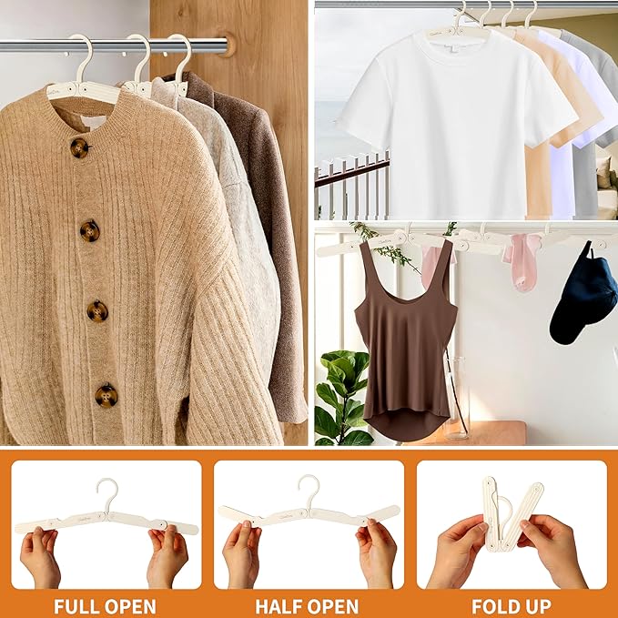 Foldable Travel Hangers 4 Pack Space-Saving ABS - Cruise Essentials 2025 for Cruise Ship & RV