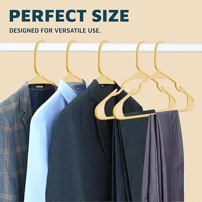 Lifemaster Plastic Clothes Hangers – Heavy Duty Hanger Set, for Organizing Clothes, Dresses, and Coat, Holds Up to 5 lbs, Space-Saving Hangers with Non-Slip Shoulder Grooves, Pack of 5, Yellow