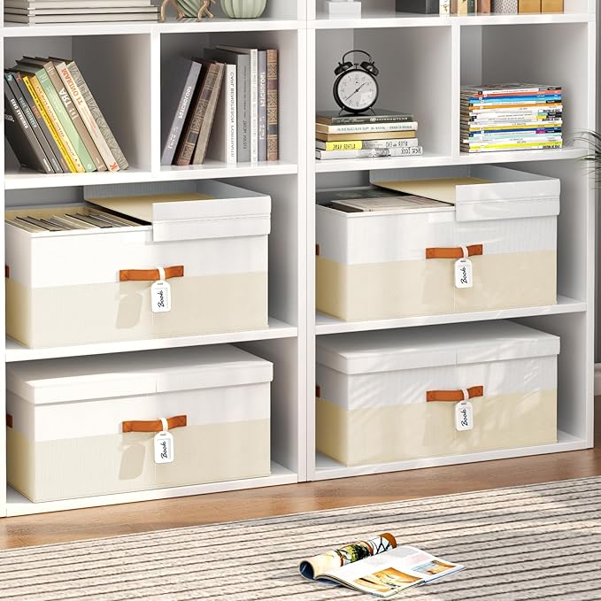 Extra Large Storage Bins - 3 Pack Closet Storage Boxes with Double-Open Lid & Divider Board, Stackable Colthes Storage Organizer, Fabric Basket with Label Tag for Home, Laundry