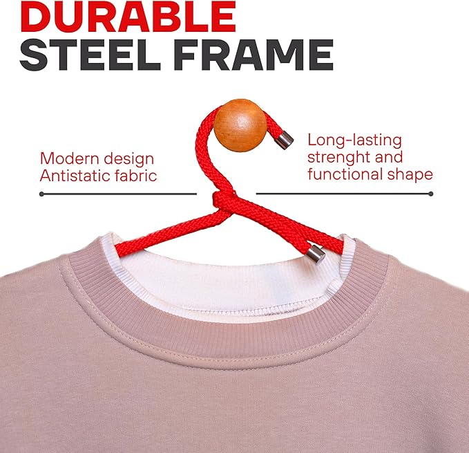 10 Pack Fabric Wrapped Premium Hotel Quality Ultra Strong Heavy Duty Metal Hangers for Any Type of Clothing.(Red)