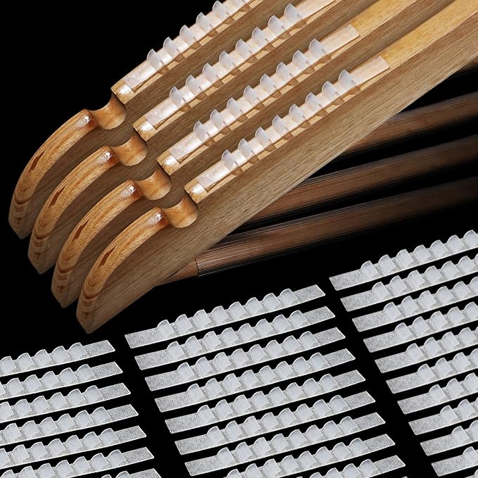 350 Pcs Non Slip Rubber Clothes Hanger Grips Adhesive Clothing Hanger Grip 2.8 x 0.2 Inch Clothes Hanging Accessories with Fins Strips Grippers for Home Stores Use (Clear)