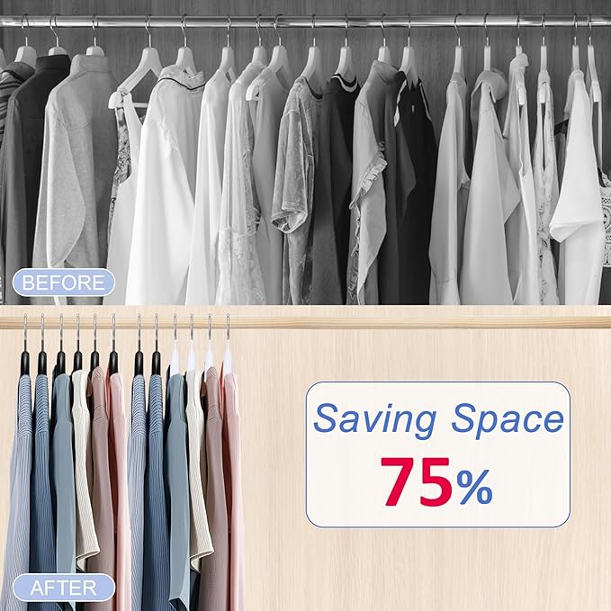 Sweater Hangers No Shoulder Bump, 12 Pack Clothes Hangers Non Slip Heavy Duty Metal Coat Hangers for Closet Organizers and Storage Space Saving Shirt Hanger for Suits Dresses Jackets Bra Shirt Black