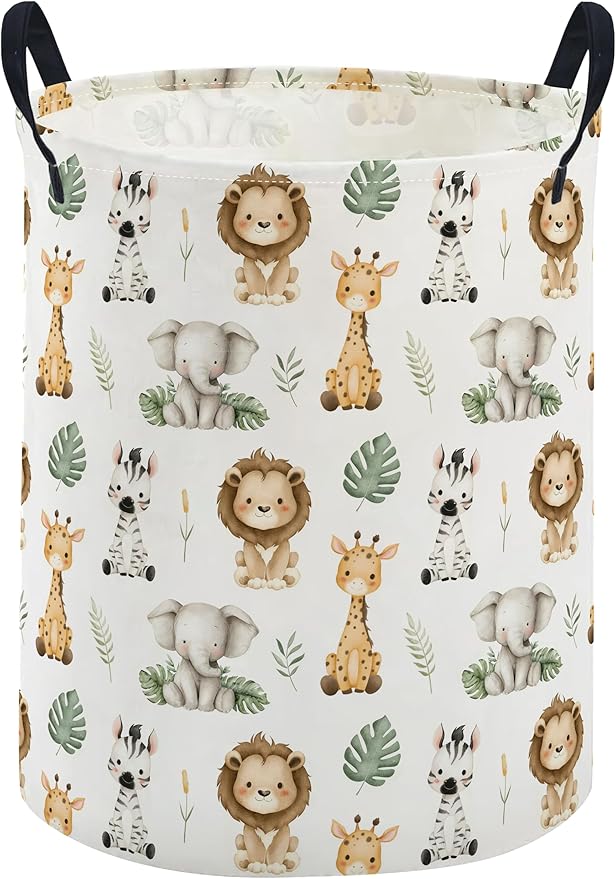 ESSME Kids Laundry Basket,Aniaml Hamper Collapsible Canvas Waterproof Storage Bin for Boys, Cute Hamper,Gift Baskets(Cute animal)