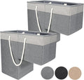 2 Pack Stair Basket for Stairs with Handle, Staircase Baskets for Carpeted and Wooden Stairs,16" Step Storage Laundry Basket for Toys, Clothes, Books, Tools, with Hard Board, Anti-slip（Gray）