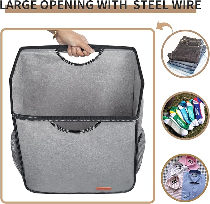 Ligereza Hanging Laundry Hamper Bag is Suitabled for Any Door,Large Capacity Hanging Laundry Basket Won't Scratch the Door Paint,Over the Door Laundry Hamper with Big Metal Rim Opening