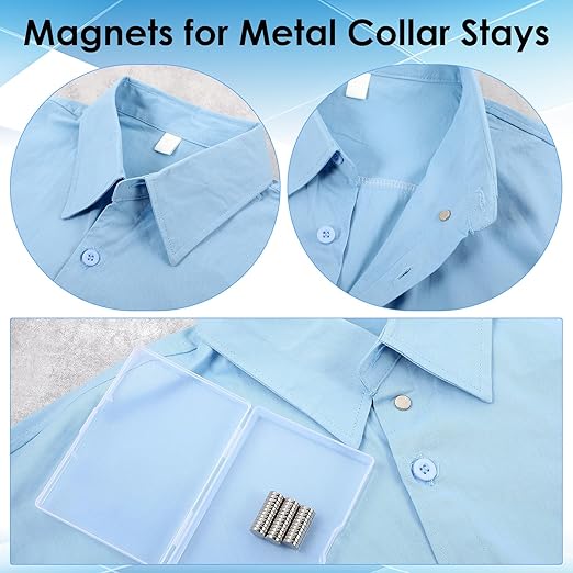 NdFeb Metal Collar Stays 50PCS, 9x2mm Strong Attractive NdFeb Dress Shirts Collar Stays Inserts, Attractive Neodymium Rare Earth Buttons for Clothing DIY Electronic Components Crafts