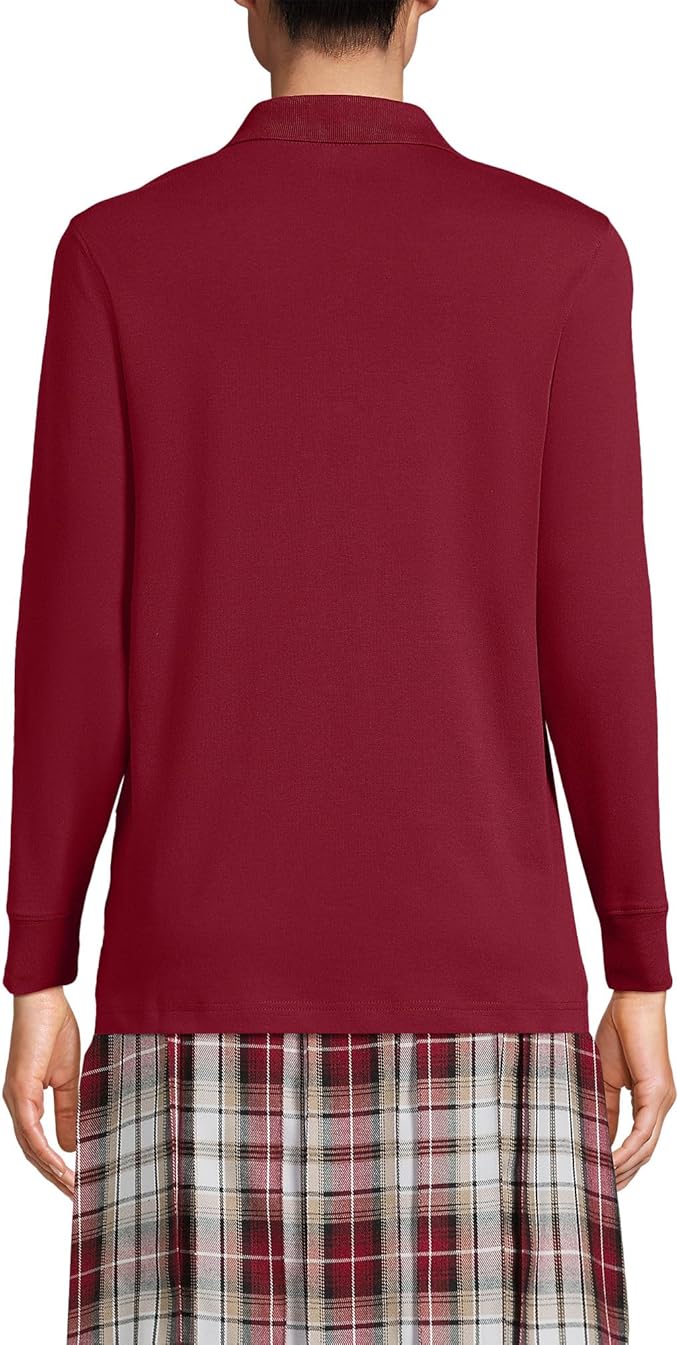 Lands' End School Uniform Kids Long Sleeve Interlock Polo Shirt