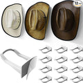 Modern JP Adhesive Cowboy Hat Hooks for Wall (12-Pack) – 3-Inch Wall Mount for Secure Hold, Wide Brim Hat Organizer, Western Room Decor – White