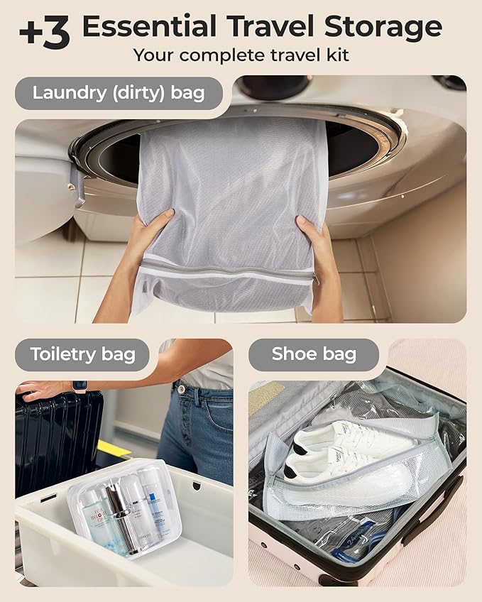 BAGSMART Vacuum Storage Bags for Travel with Rechargeable Air Pump, Portable Space Saver Bags for Travel & Home, Vacuum Compression Seal Bag for Clothing, Blanket, 21 Pack Multicolor
